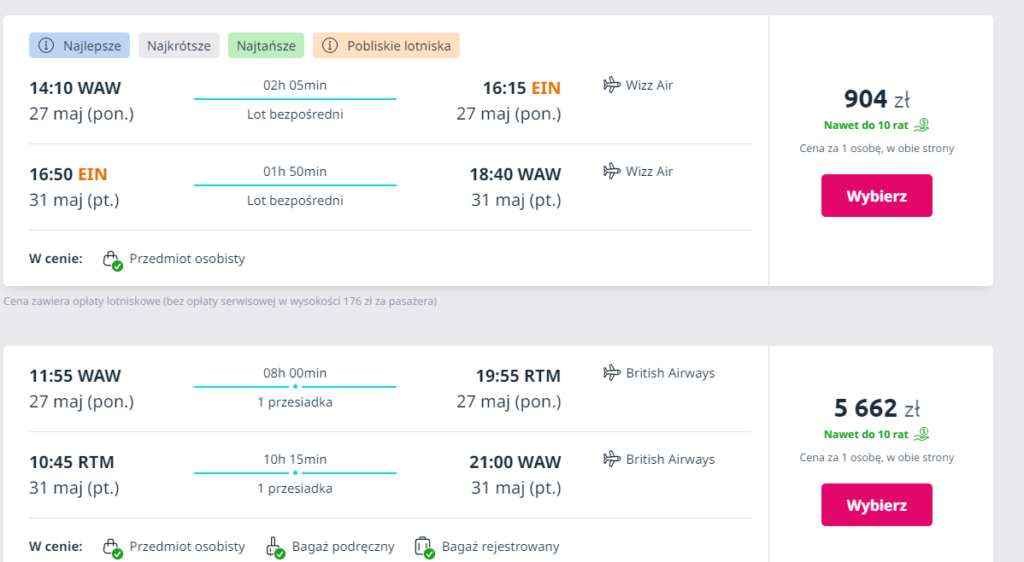 Samolot do Rotterdamu